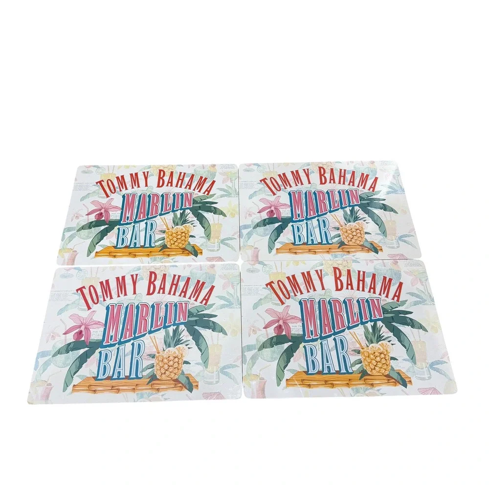 Tommy Bahama Marlin Bar Cork Back Placemats Set of 4 Tropical Pineapple 16x11.5